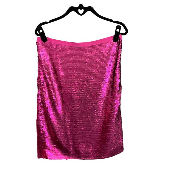 Etcetera Dark Pink Sequin Embellished Straight Fit Knee Skirt Womens Size 8 - Picture 1 of 5